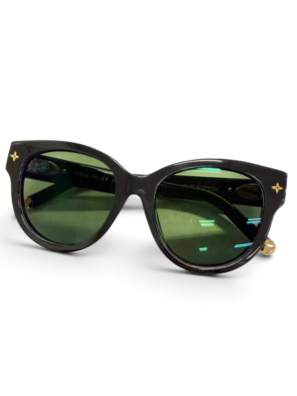 Louis Vuitton Sunglasses My Monogram Round Black Gold Dark Green Eyewear